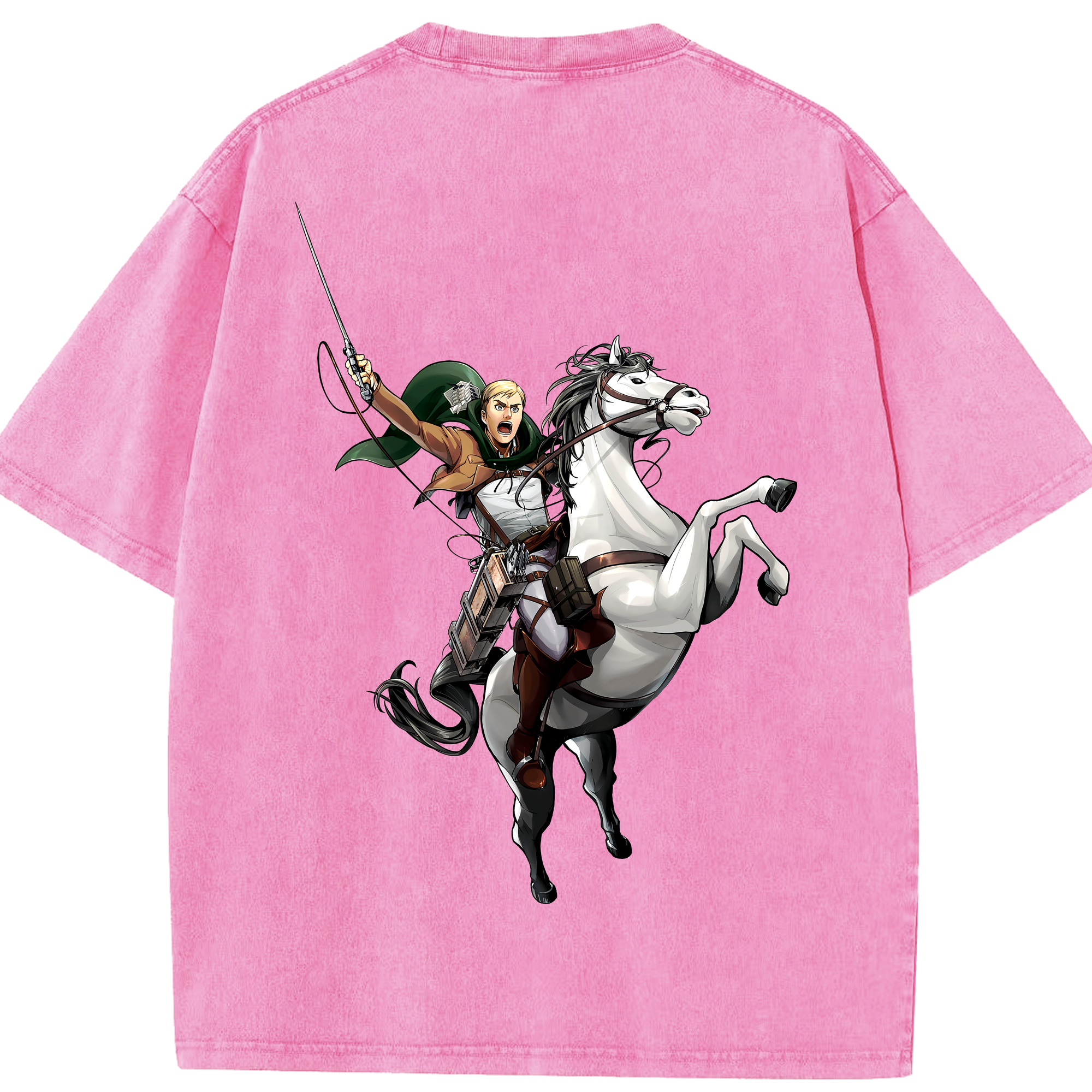 （画像用） 進撃の巨人 エルヴィン・スミス Attack on Titan Erwin Smith 綿100% ヴィンテージ風 半袖Tシャツ（背面プリント）